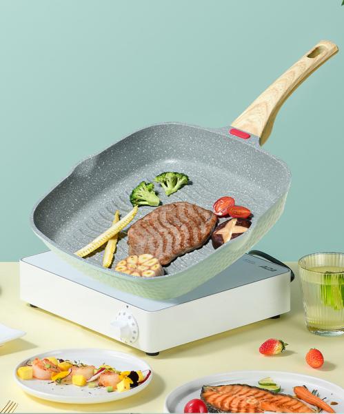 Großhandel B2B Multifunktionale Omelette Antihaft-Steak-Pfanne + Grüne Zange